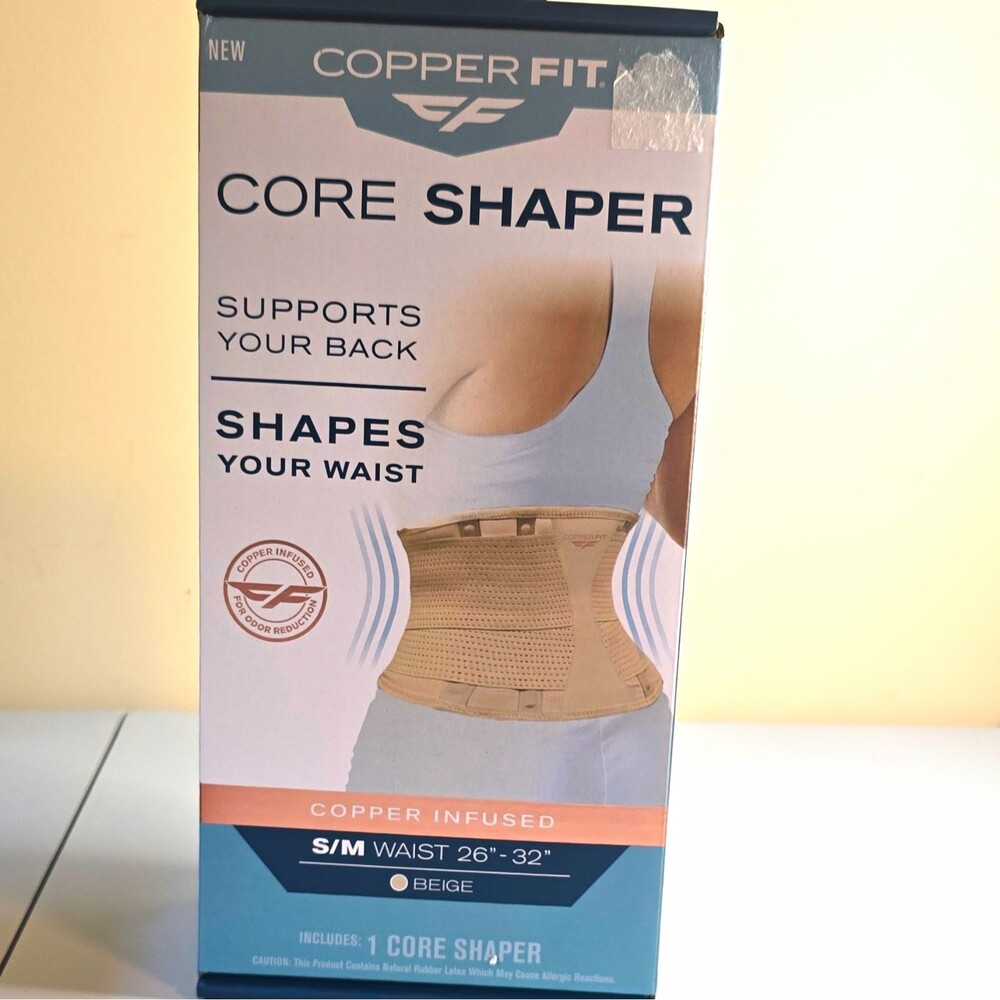 B9 Copper Fit Core Shaper Back Support Brace S/M Adjustable Beige Waist/Back